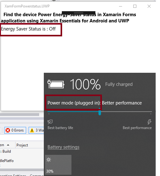 Find The Device Power Energy-Saver Status In Xamarin Forms Application Using Xamarin Essentials For Android And UWP