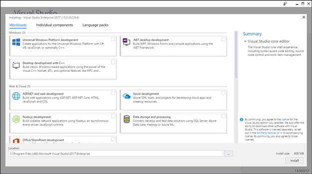 Installation launch screen 