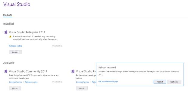 Installation finishes