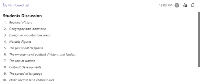 numbered List component