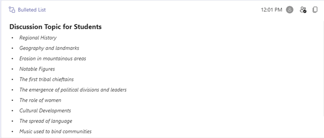 bulleted List component
