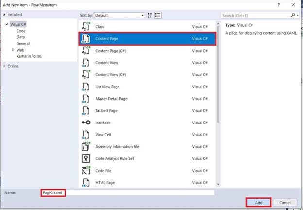 Float Menu Item Working Navigation In Android And UWP Using Xamarin.Forms