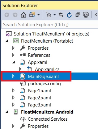 Float Menu Item Working Navigation In Android And UWP Using Xamarin.Forms