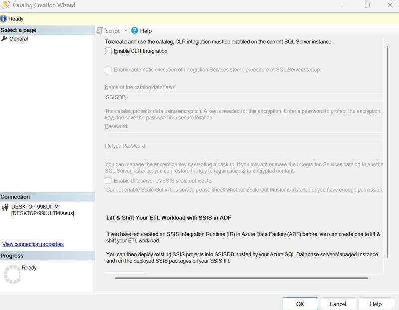 Catalog creation wizard