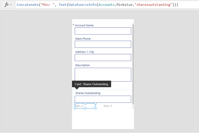 Get Dynamic 365 field metadata in a canvas app using DataSourceinfo function