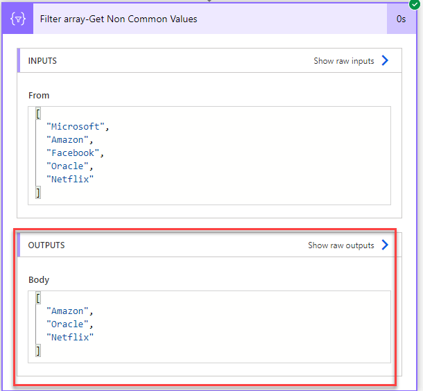 Get Non Common Elements From Arrays In PowerAutomate