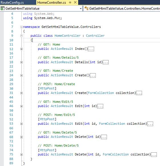 Default Actionmethod 