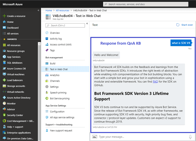 Build QnAMaker Azure Bot with Bot Framework SDK V4