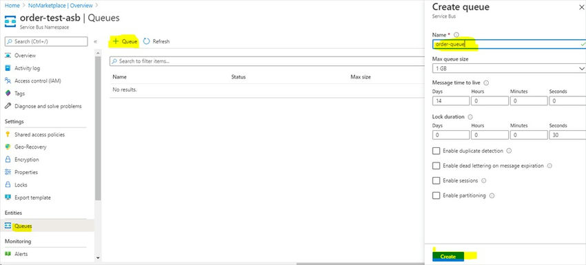 Queues section