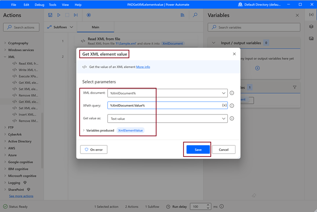 Get XML Element Value Action In Desktop Flow Using Microsoft Power Automate
