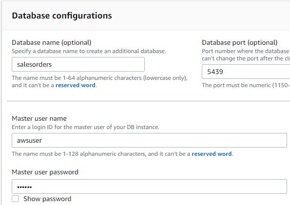 Database configurations