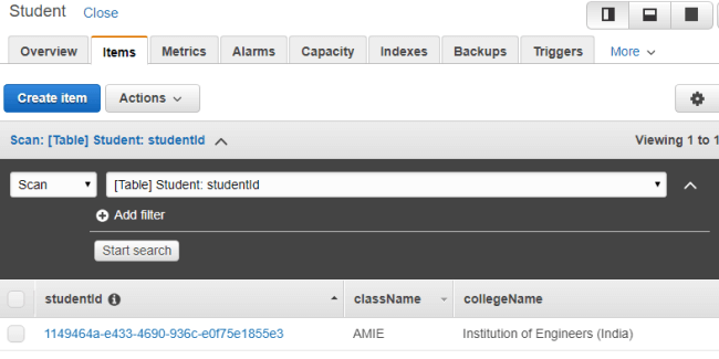 Create a .NET WinForms application to create DynamoDB