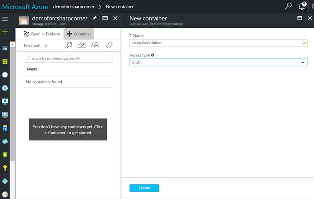create azure storage account