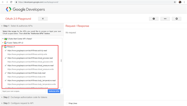 Google Fitness REST API