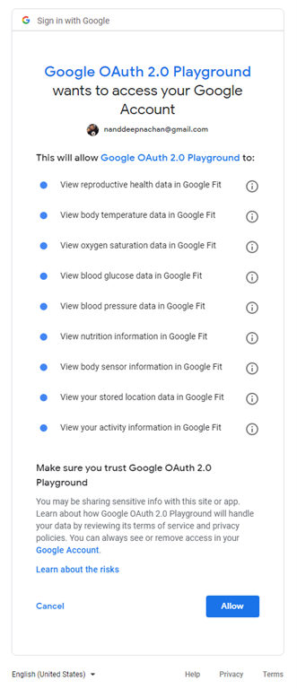 Google Fitness REST API