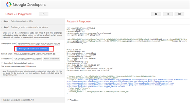Google Fitness REST API