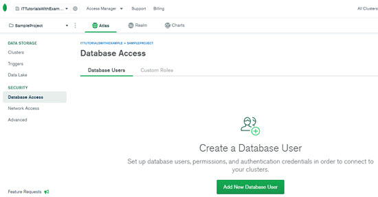Database access menu