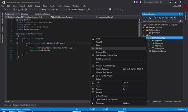 export dotnetcore console app visual studio export dotnetcore console app visual studio