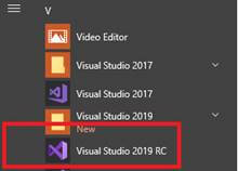 Visual Studio 2019 RC