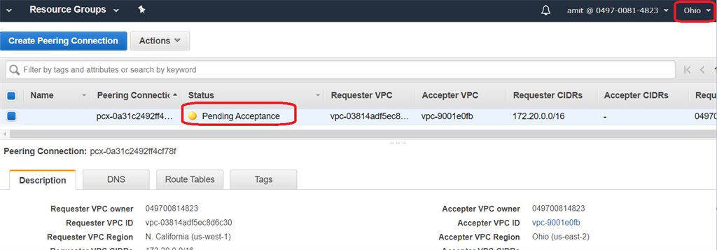 Peering Connection, NACL