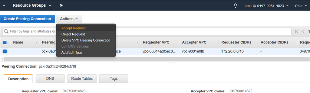 Peering Connection, NACL