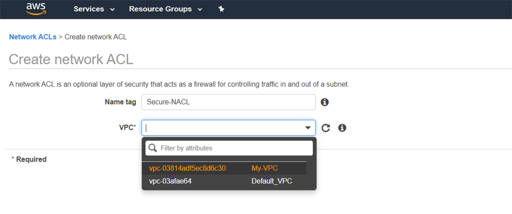 Peering Connection, NACL