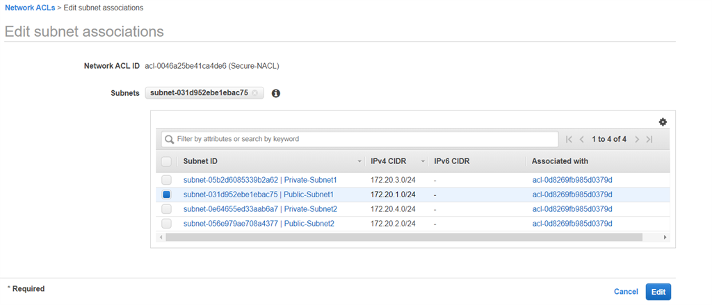 Peering Connection, NACL