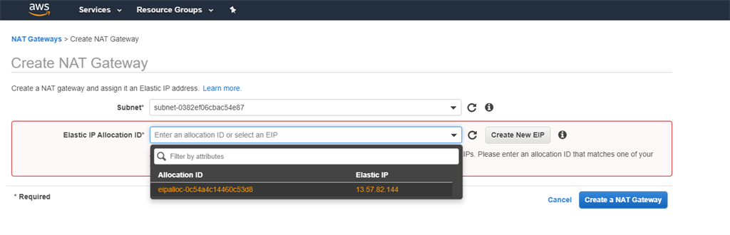 Setting up VPC in AWS