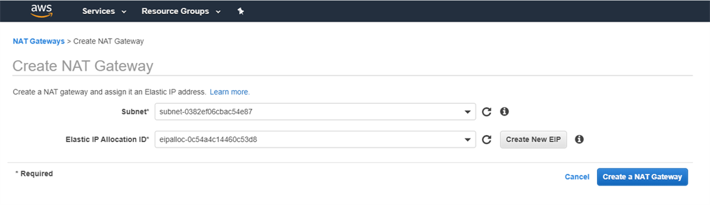 Setting up VPC in AWS