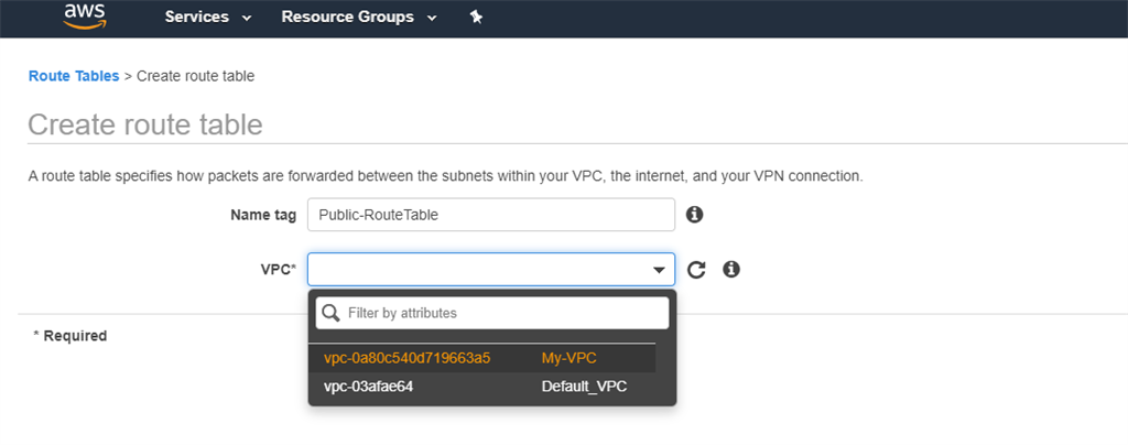 Setting up VPC in AWS