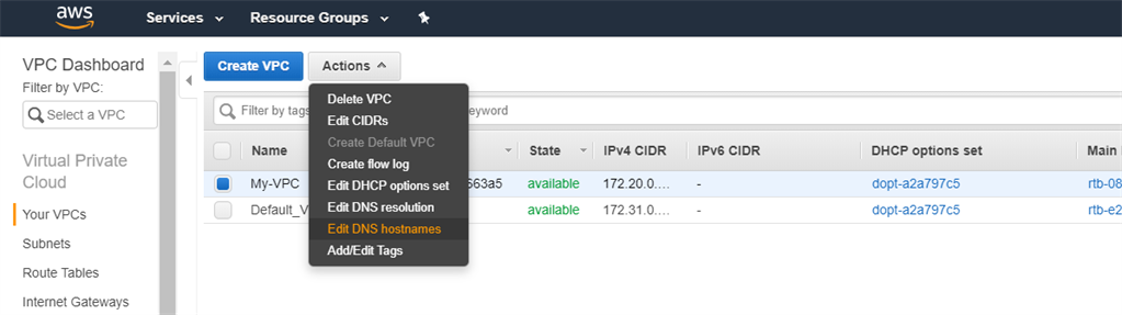 Setting up VPC in AWS