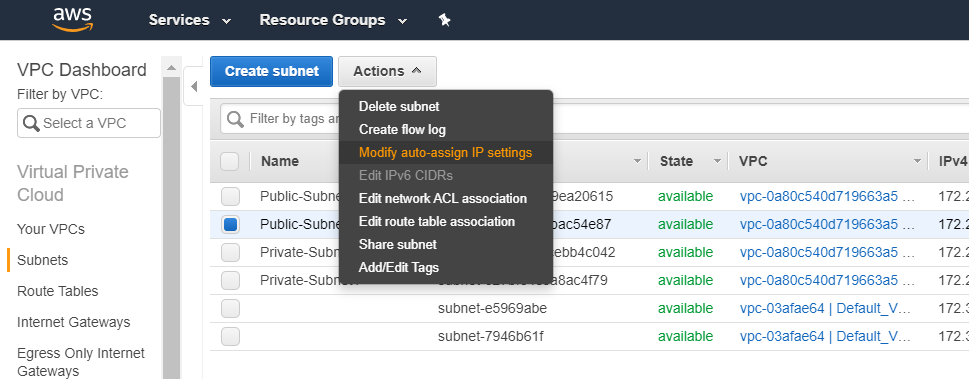 Setting up VPC in AWS