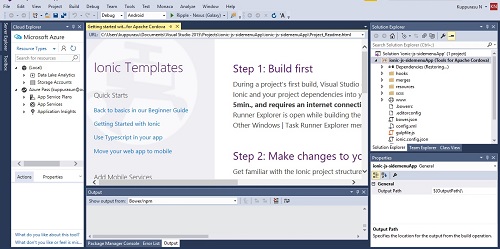 ionic app builder visual studio