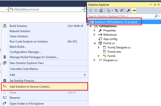 using github with visual studio