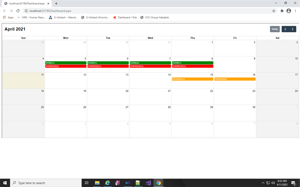 Javascript Calendar using AngularJS in ASP.NET