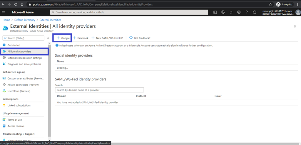 Google Federation As An Identity Provider For B2B Application