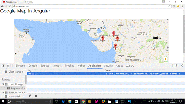 Google Maps And Local Storage In Angular 2