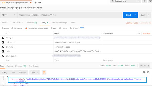 Google Oauth2 Authentication For Accessing The Google Services