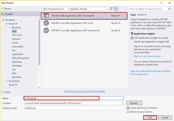 Create MVC application