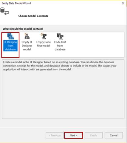 Entity Data Model Wizard
