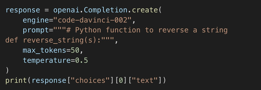 Code generation with GPT
