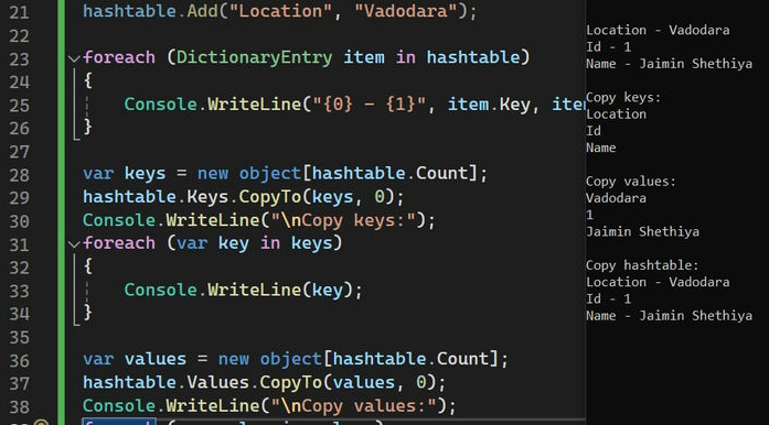 Hash Table in .NET: Syntax, Usage, Methods, and Example