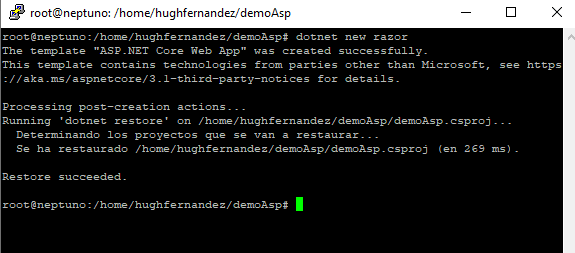 Hello World .NET Core On Linux