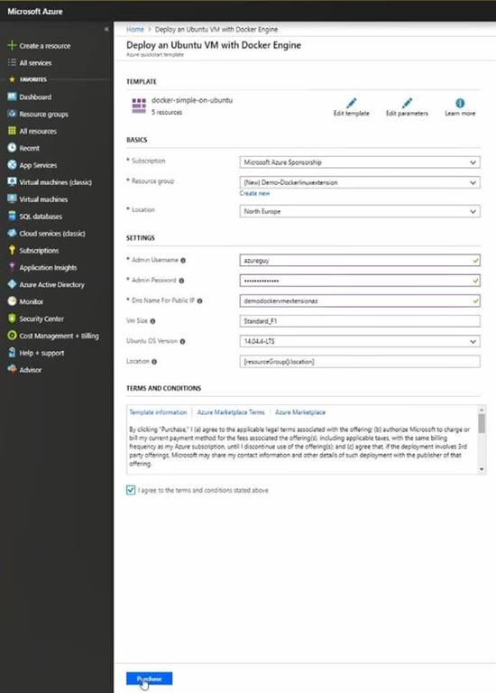Hosting Docker Container on Azure Linux VMS 