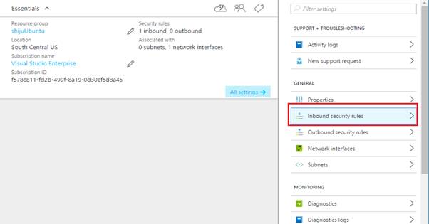 Inbound security rules