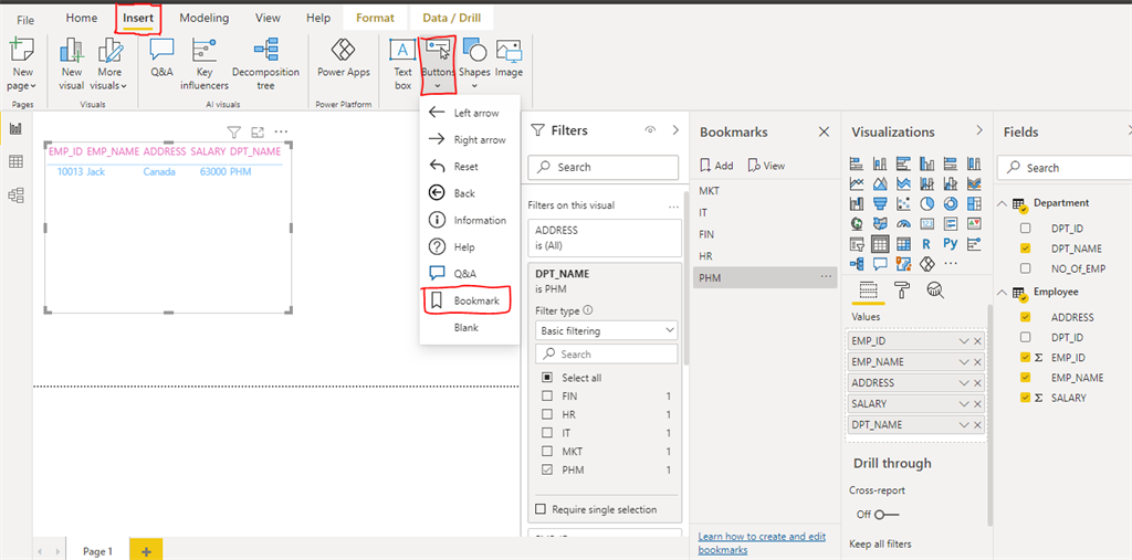 How To Add Button Using Bookmarks In Power BI