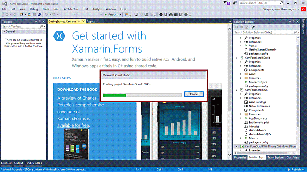sample xamarin visual studio game project