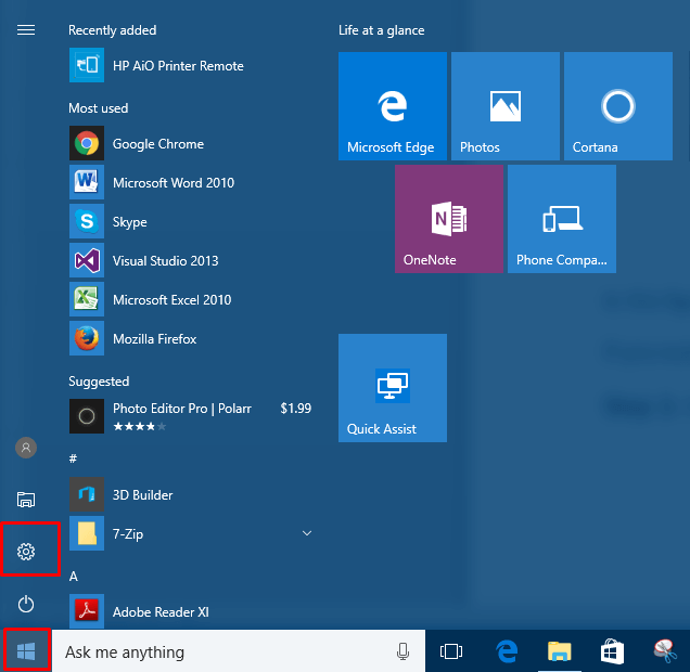 start menu 