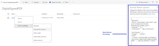 How To Enable Digital Signature In Digital Signed PDF Using Column Formatting