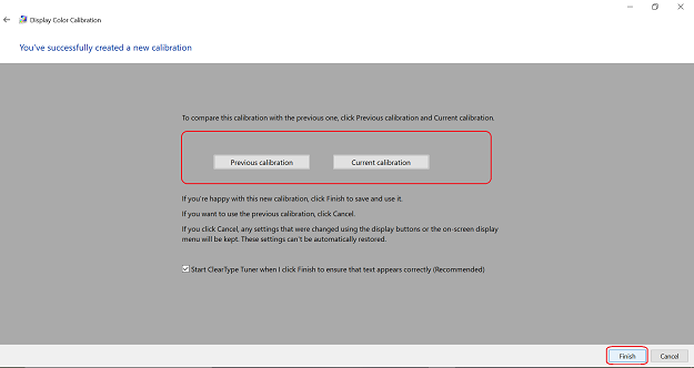 Previous calibration